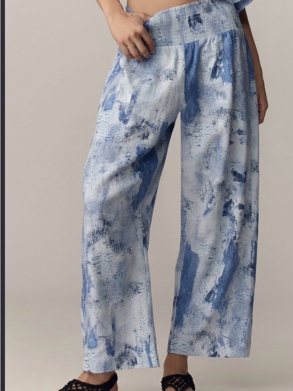 Anthropologie Pilcro Reese Smocked Pull-on Barrel Pants Printed Edition m